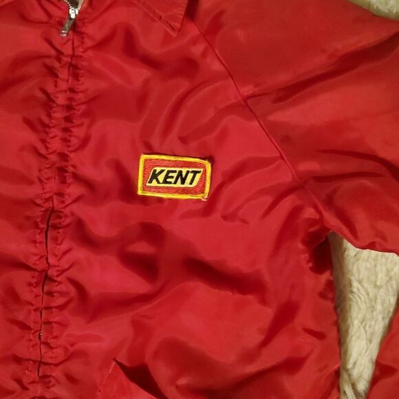 Vintage Red Kent Feeds Wiman Coat Jacket Men's Medium Sherpa Fleece Lined - Picture 2 of 11